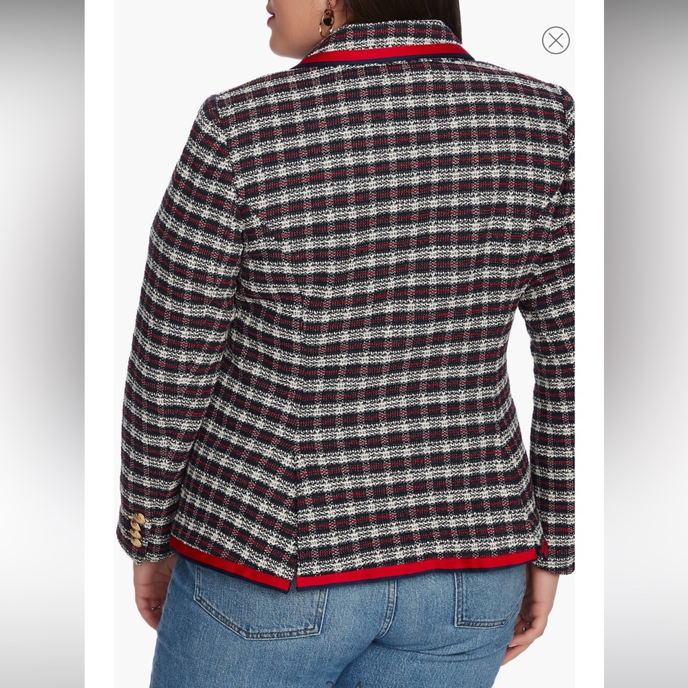 Court & Rowe Satin Trim Plaid Tweed Blazer (Plus Size) - NEW - Picture 9 of 10